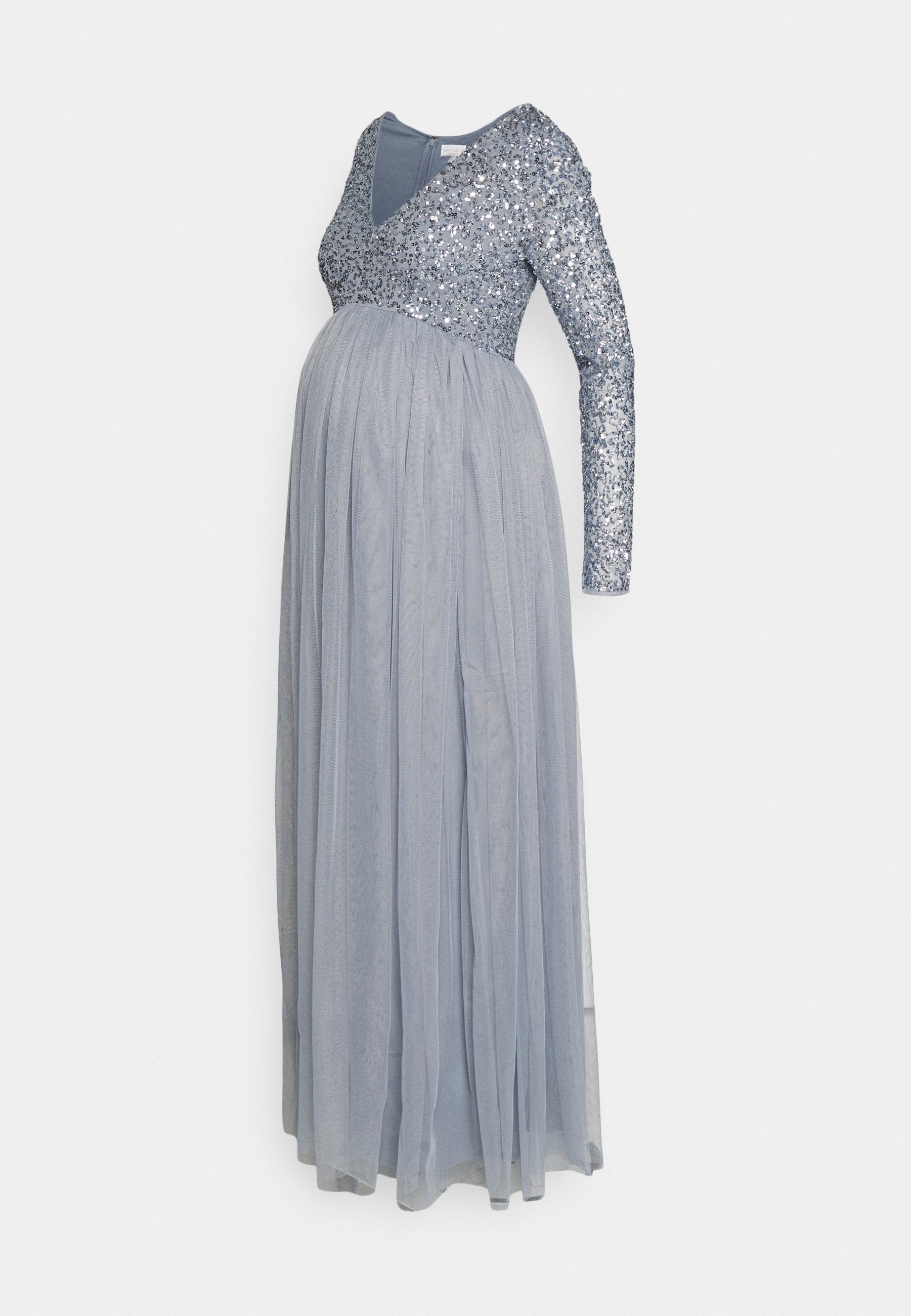 Maya Deluxe Maternity V NECK LONG SLEEVE DELICATE SEQUIN DRESS