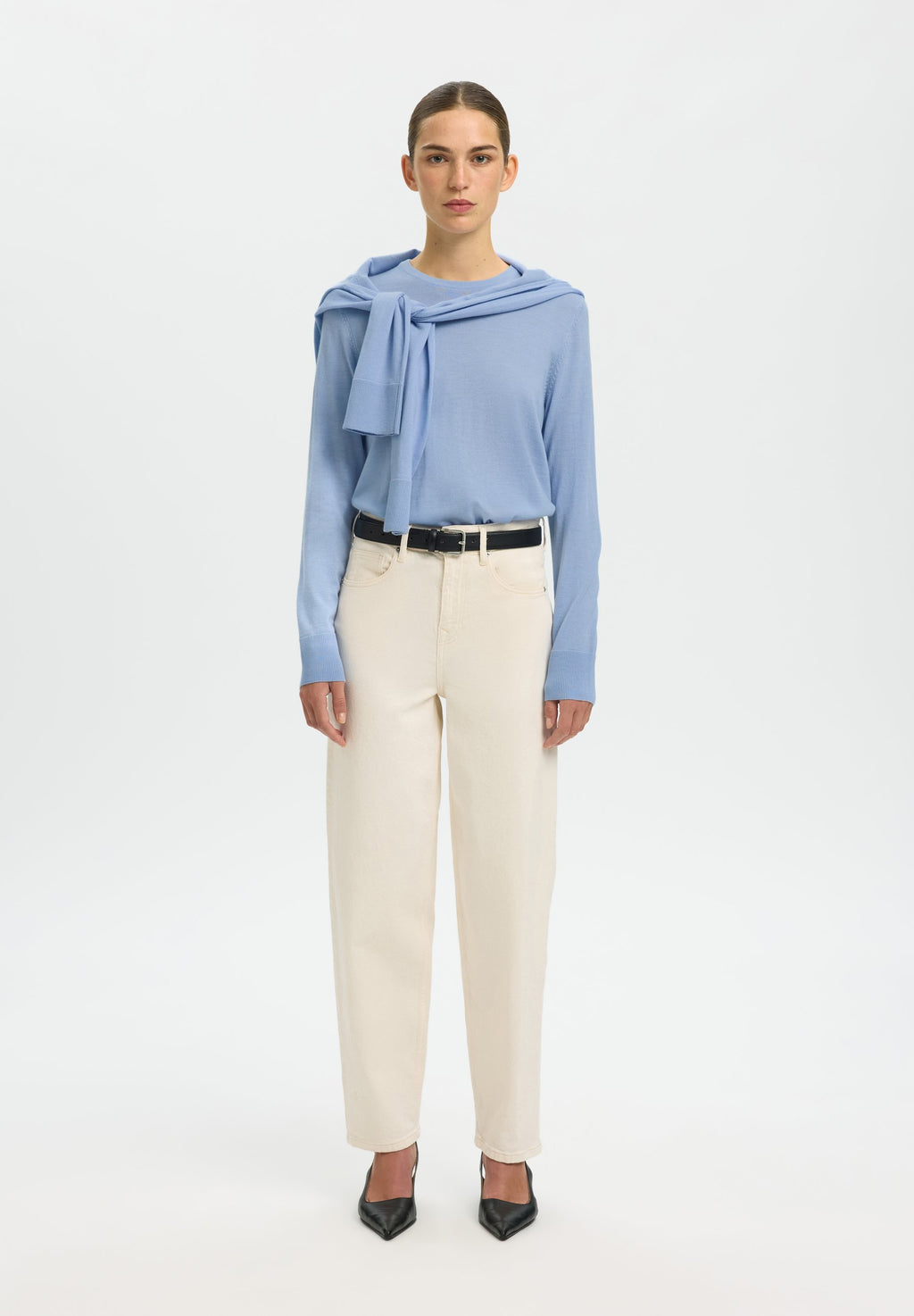 Selected SLFTHEA LS KNIT MERINO O-NECK NOOS