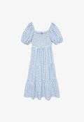 Vero Moda Curve GESMOKTES KLEID VMCCARRIE LANGES KLEID - Day dress - bel air blue