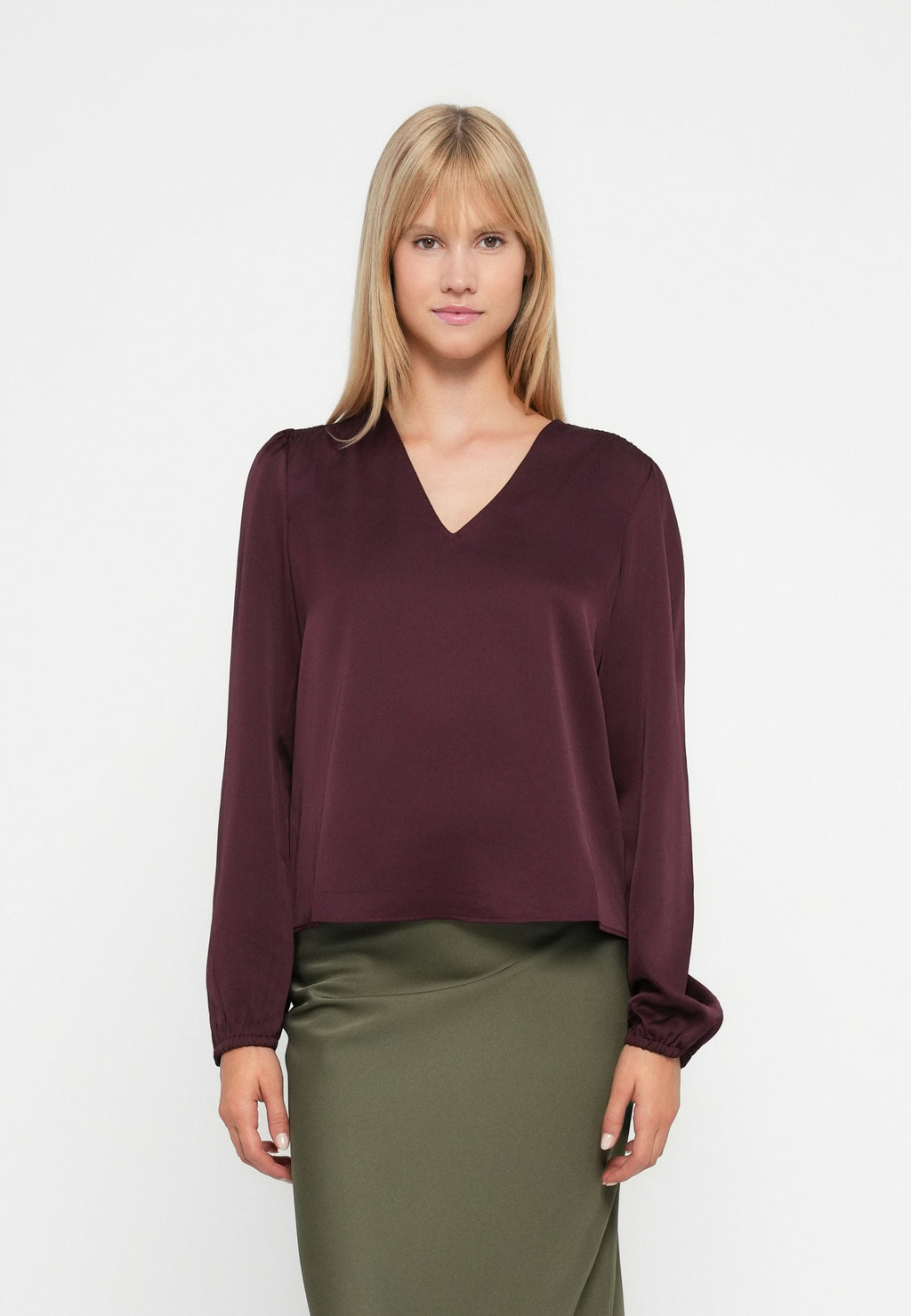 VILA VIELLETTE L/S SMOCK SATIN TOP - NOOS