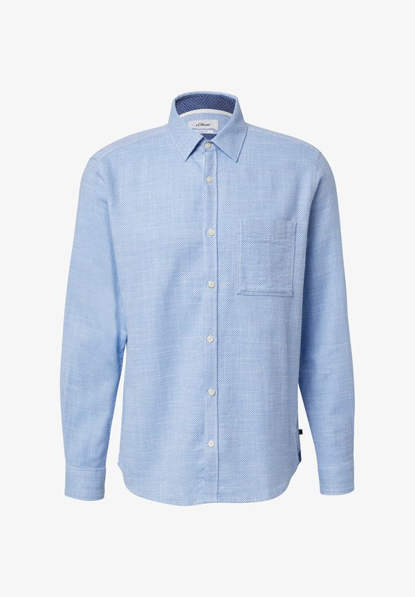 s.Oliver REGULAR FIT: GEMUSTERTES LANGARM MIT BRUSTTASCHE - Shirt - hellblau