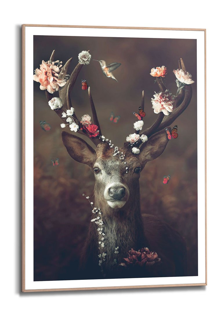 Orange Wallz FLORAL DEER
