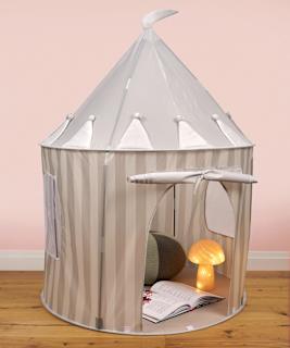 Spielzelt Pop-up aus Polyester Zirkus, grau/weiß (100x130cm) Cleoleo