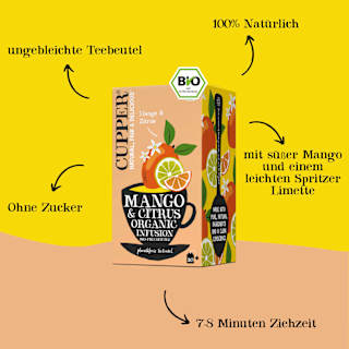 Früchtetee mit Mango & Limette (20 Beutel) Cupper