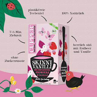 Früchtetee "Skinni Vanilli" mit Erdbeere & Vanille (20 Beutel) Cupper