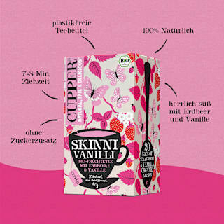 Früchtetee "Skinni Vanilli" mit Erdbeere & Vanille (20 Beutel) Cupper
