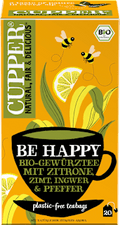 Gewürztee "Be Happy" mit Zitrone, Zimt, Ingwer, schwarzer Pfeffer (20 Beutel) Cupper