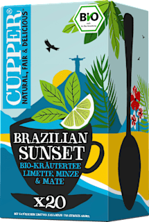 Kräutertee "Brazilian Sunset" mit Limette, Minze & Mate (20 Beutel) Cupper