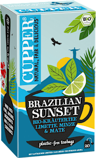 Kräutertee "Brazilian Sunset" mit Limette, Minze & Mate (20 Beutel) Cupper