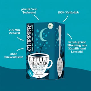 Kräutertee "Little Dreamer" mit Kamille, Zitronenmelisse & Lavendel (20 Beutel) Cupper