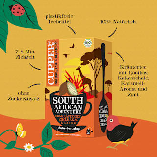 Kräutertee "South African Adventure" mit Zimt, Kakao & Rooibos (20 Beutel) Cupper