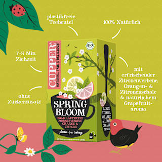 Kräutertee Spring Bloom mit Zitronenverbene, Orange & Zitrone (20 Beutel) Cupper