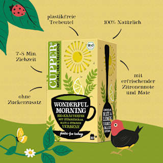 Kräutertee "Wonderful Morning" mit Zitronengras, Mate & Zitronenverbene (20 Beutel) Cupper