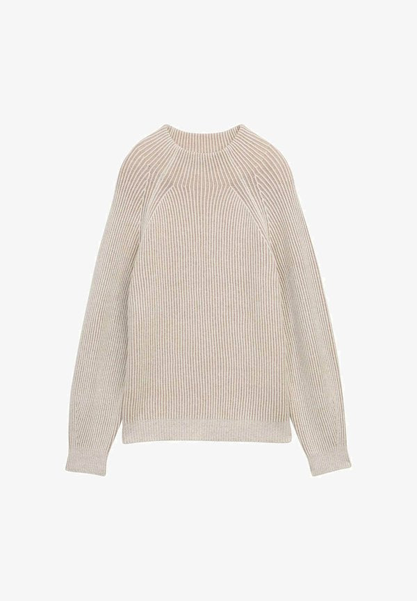 TOM TAILOR Jumper - soft taupe rib structure