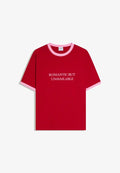Bershka SHORT SLEEVE WITH CONTRAST - Print T-shirt - red