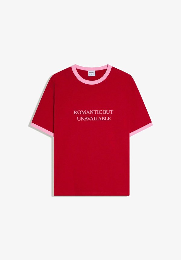 Bershka SHORT SLEEVE WITH CONTRAST - Print T-shirt - red