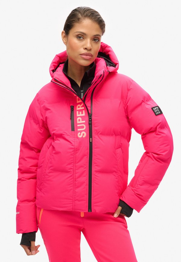Superdry & Co HOODED SKI BOXY PUFFER  - Winter jacket - hyper fire pink