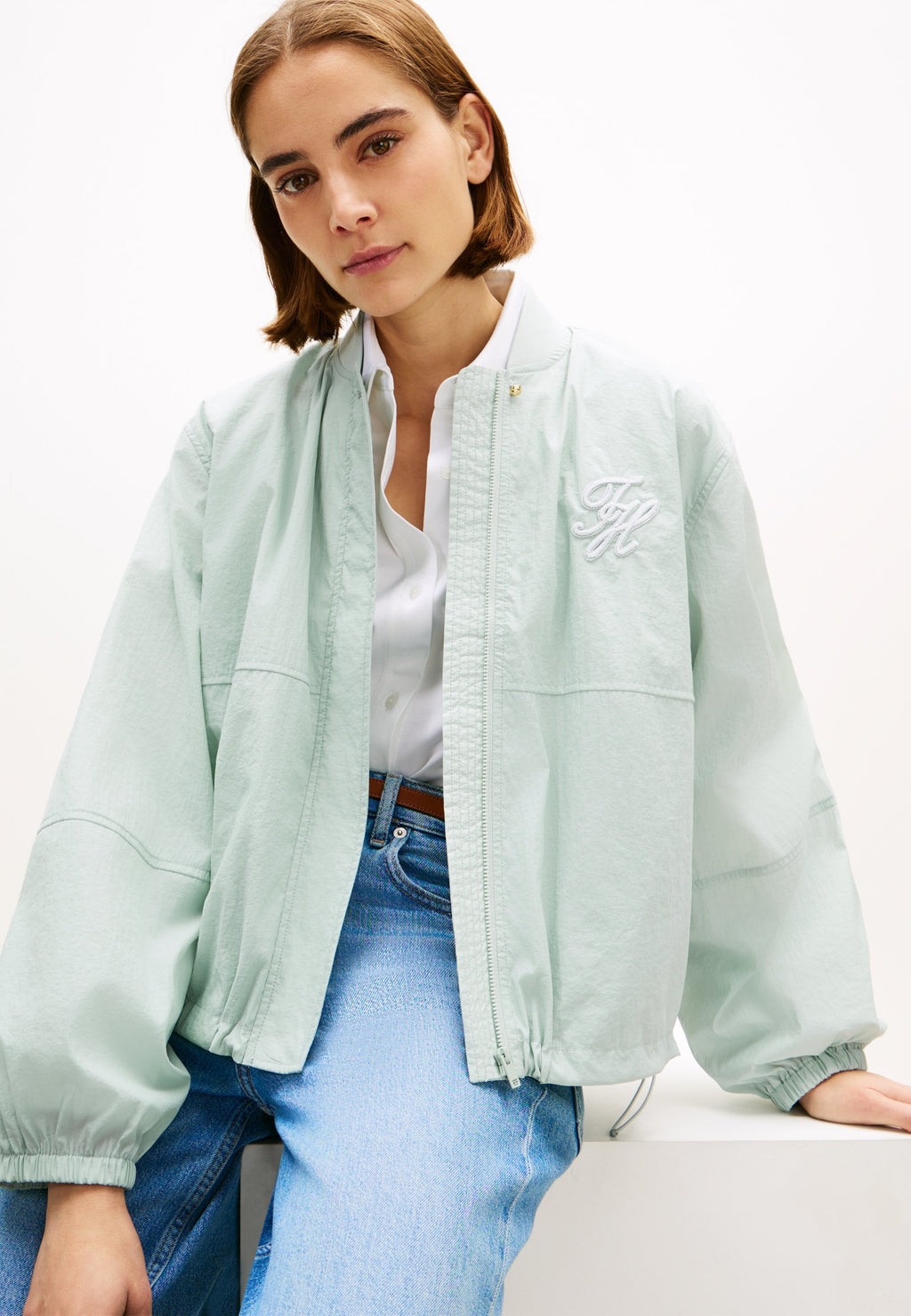 LOGO EMBROIDERY BALLOON SLEEVE BOMBER JACKET Media 5