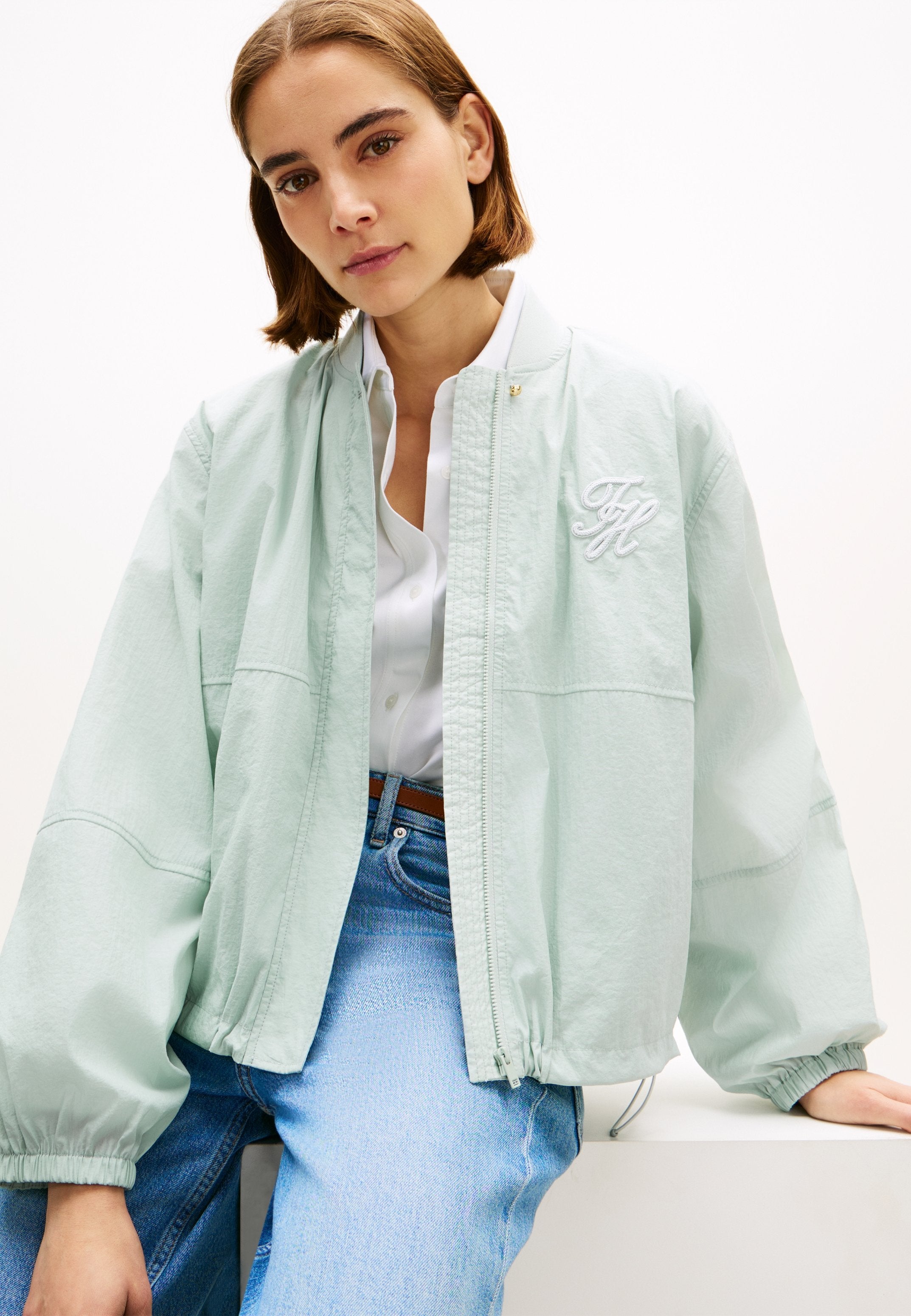 LOGO EMBROIDERY BALLOON SLEEVE BOMBER JACKET Media 5