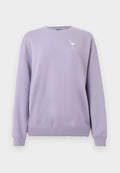 Fliederfarbener Sweatshirt mit Rundhalsausschnitt, gerippten Bündchen und Saum, mit einer kleinen weißen Cocktailglas-Stickerei auf der linken Brust.