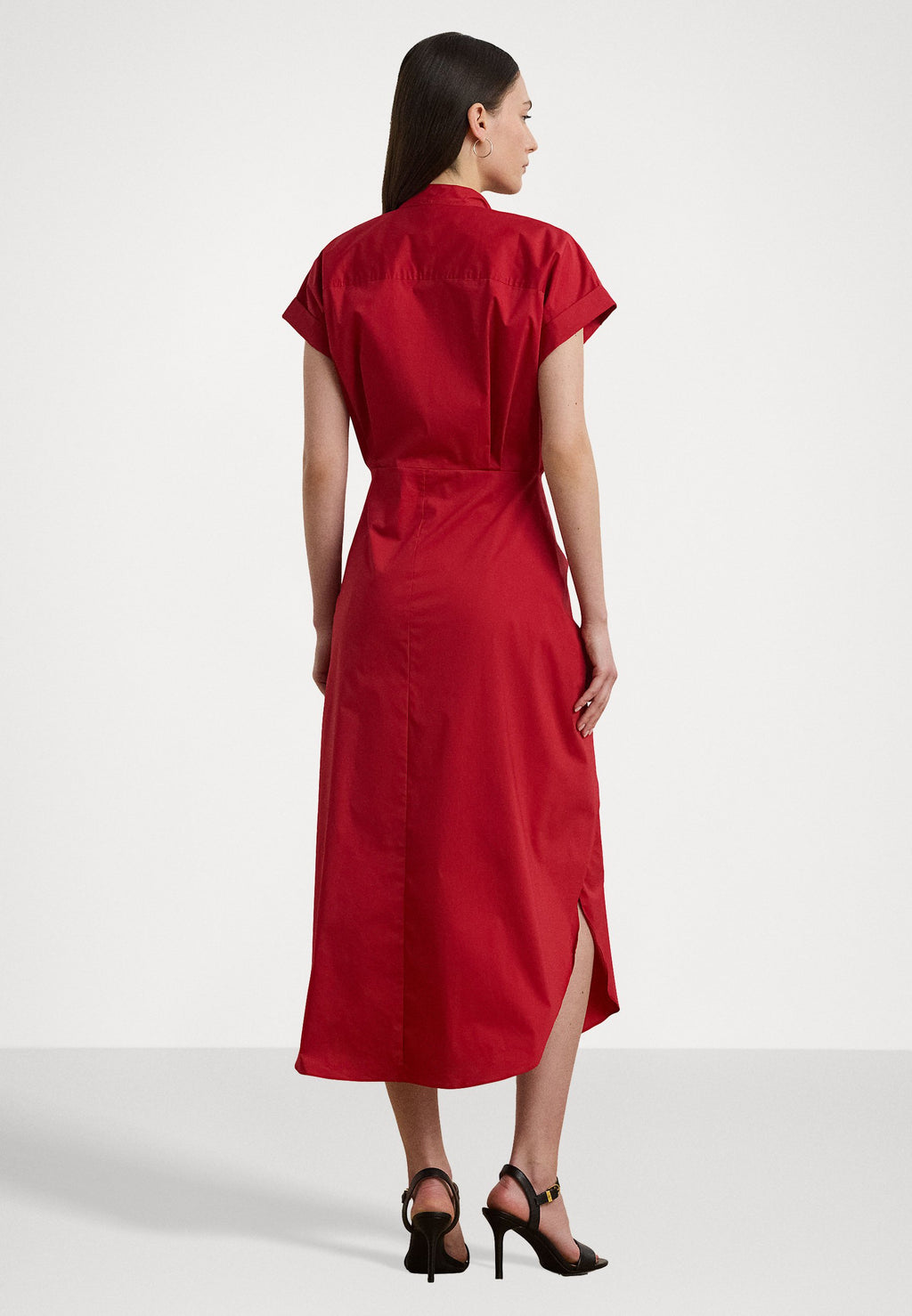 Lauren Ralph Lauren Tie Front Cotton Blend Shirtdress