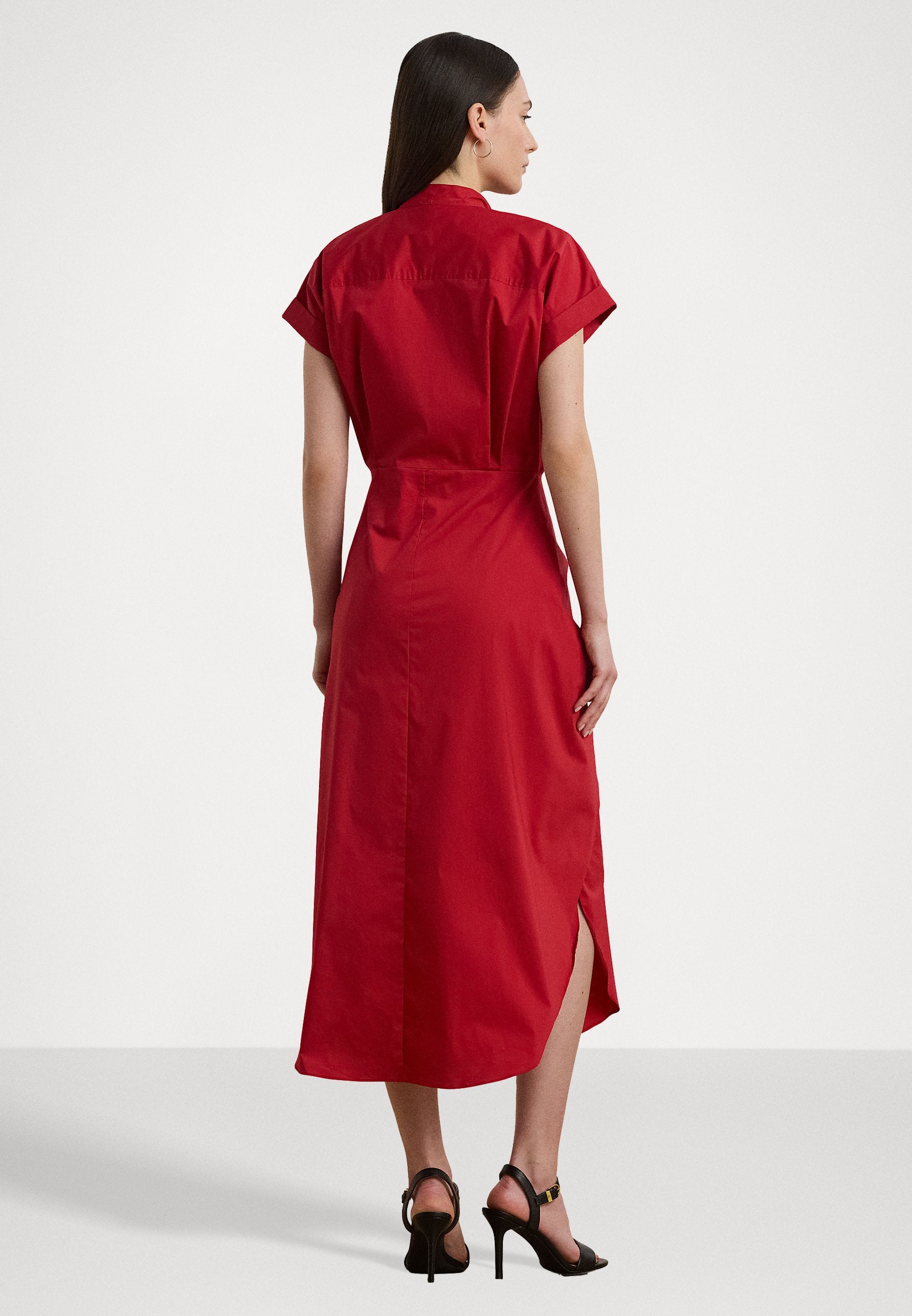 Lauren Ralph Lauren Tie Front Cotton Blend Shirtdress