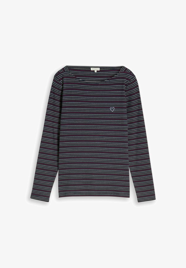 TOM TAILOR LANGARMSHIRT MIT HERZ-STICKEREI - Long sleeved top - blue pink beige stripe
