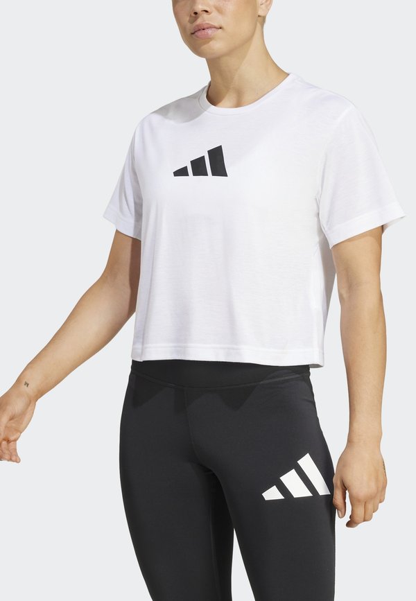 adidas Performance ADIDAS WORKOUT ESSENTIALS BIG PERFORMANCE LOGO TRAINING - Print T-shirt - white