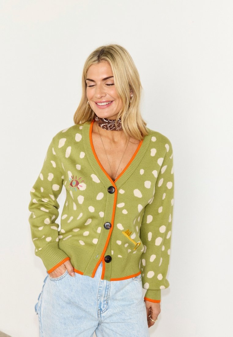 Never Fully Dressed OLIVE FAWN JACQUARD CARDIGAN