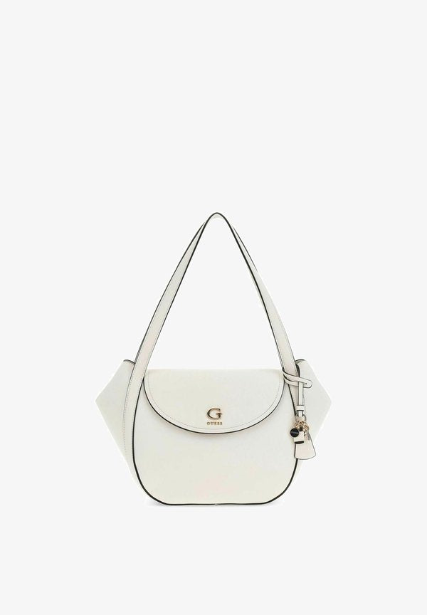 Guess COLEEN FLAP SHOULDER BAG - Handbag - cream white