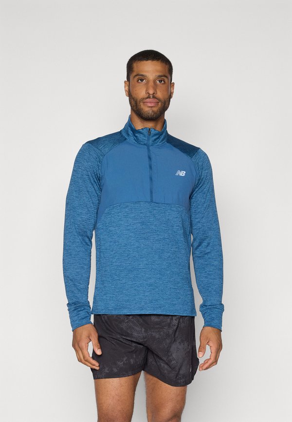 New Balance ATHLETICS GRID 1/2 ZIP - Fleece jumper - dark shoreline/blue heather