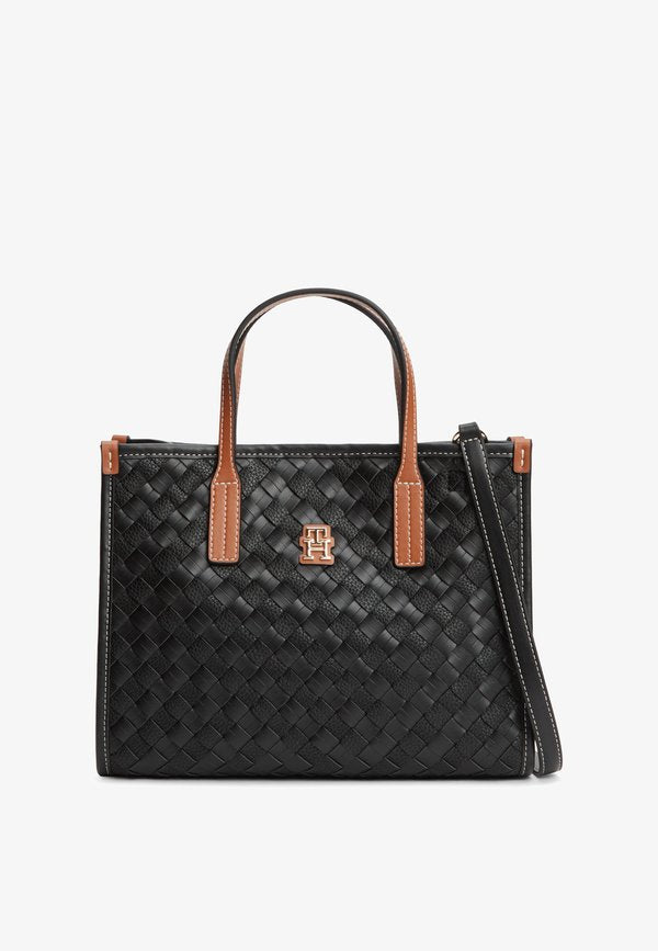 Tommy Hilfiger CITY WOVEN CROSSBODY TOTE BAG - Handbag - black mix