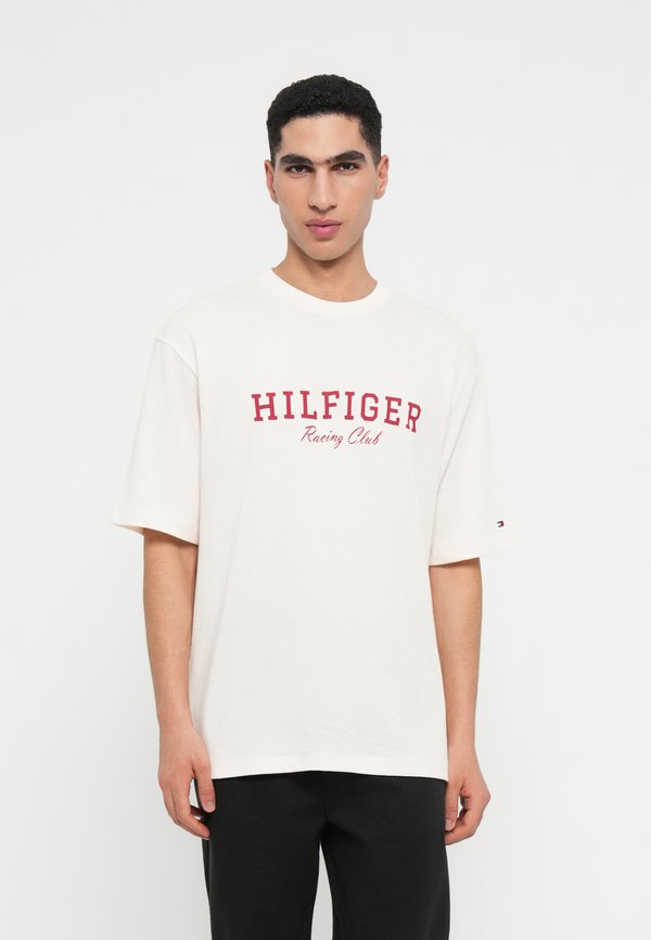 Tommy Hilfiger LOGO RELAXED MESH T-SHIRT - Print T-shirt - ivory petal