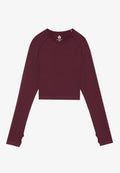 Even&Odd active CROPPED LONG SLEEVE FINE RIB SEAMLESS TOP