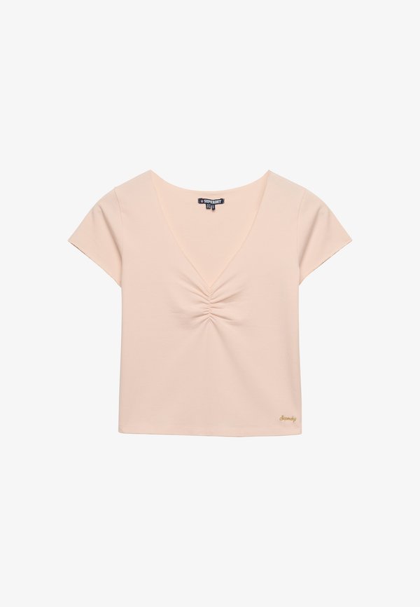 Superdry & Co SUPERDRY GATHERED V-NECK CROP T-SHIRT.. - Print T-shirt - rose blush pink