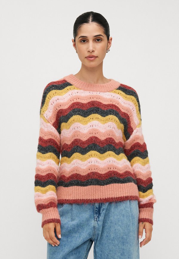 Vero Moda Petite VMDOJA O NECK - Jumper - rose elegance/rose brown/asphalt/harvest gold-coloured/pink dogwood