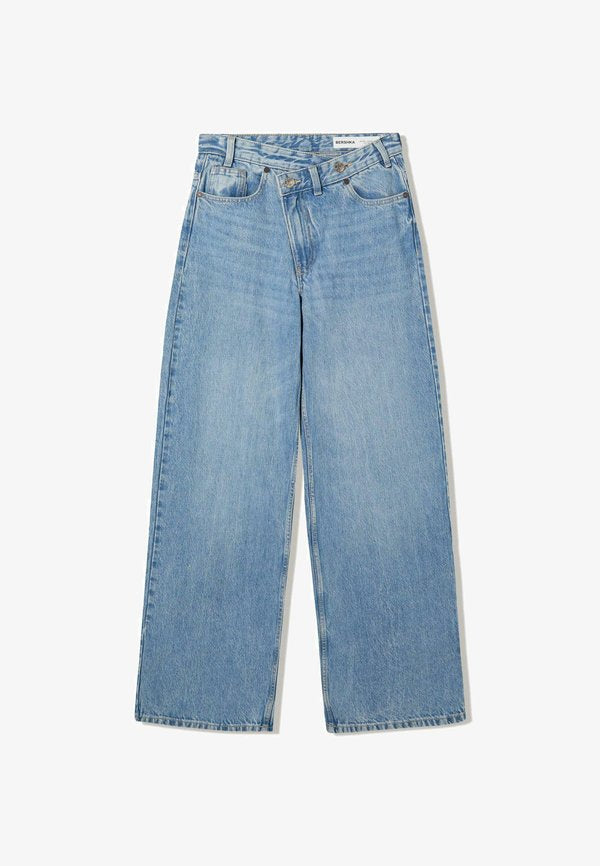 Bershka Wide Leg - light-blue denim