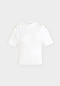 Tommy Hilfiger BUTTON TEE - Basic T-shirt - ecru