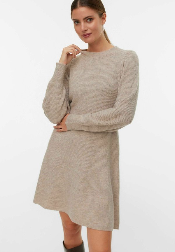 Vero Moda Knitted AWANGALINA Short - Jumper dress - silver mink