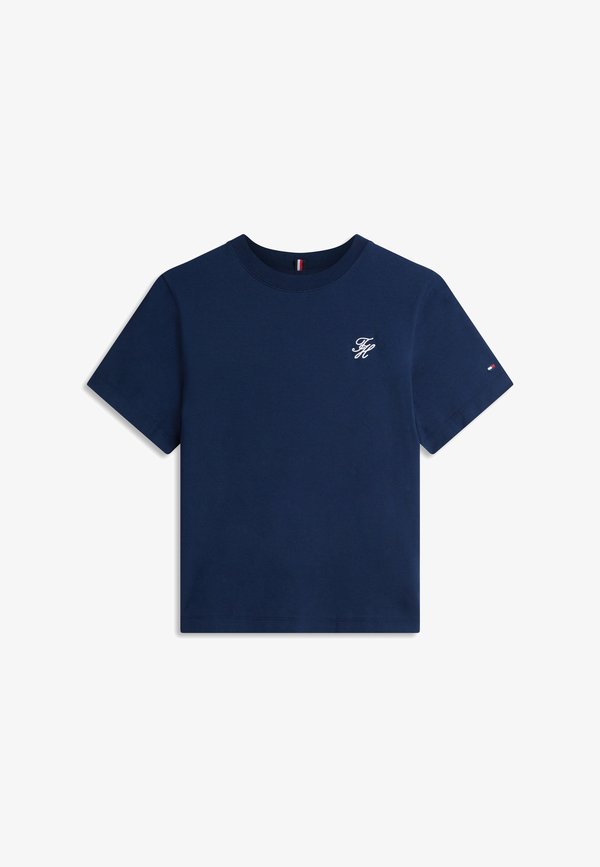 Tommy Hilfiger LOGO EMBROIDERY JERSEY CREW NECK T-SHIRT - Basic T-shirt - dark night navy