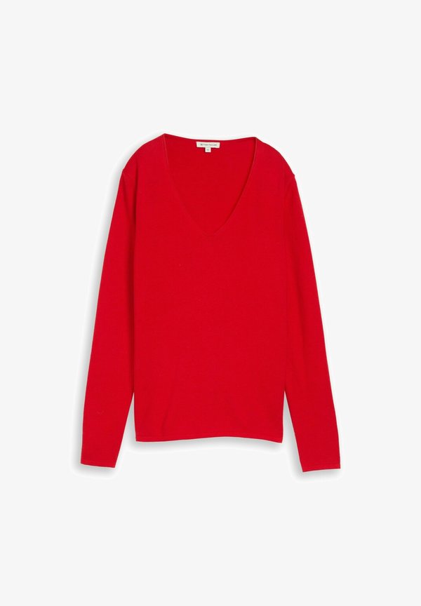 TOM TAILOR SWEATER BASIC V-NECK - Jumper - soft scarlet red