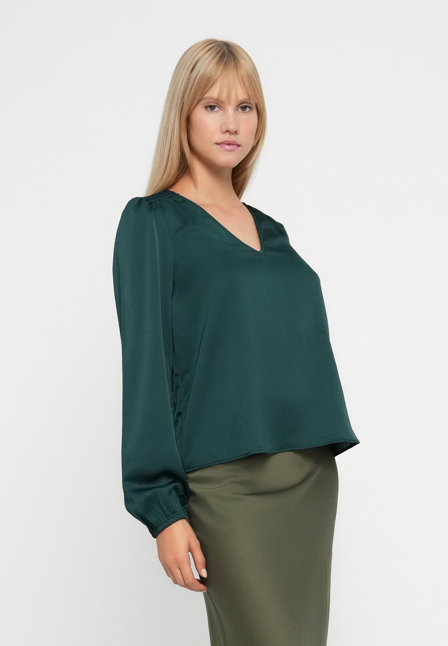 VILA VIELLETTE L/S SMOCK SATIN TOP - NOOS