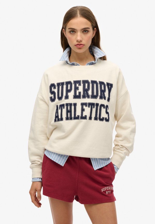 Superdry & Co ATHLETIC ESSENTIALS RELAXED APPLIQUE - Sweatshirt - desert bone off white