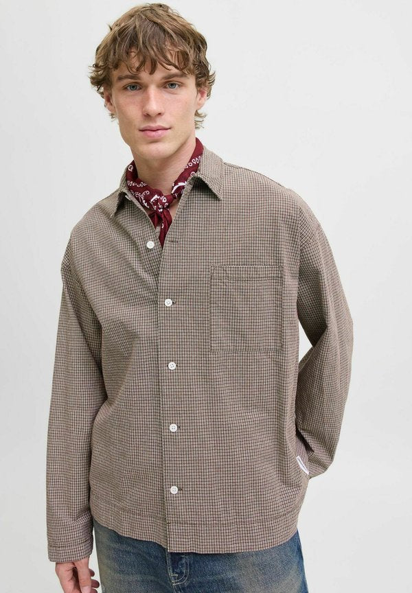 Jack & Jones Checked Loose Fit - Shirt - mocha meringue