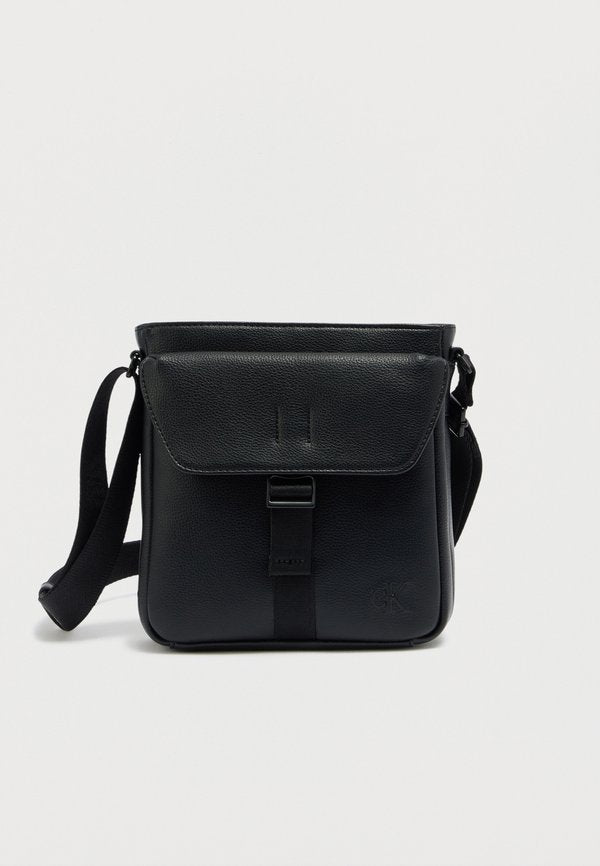 Calvin Klein WEBBING STRAP FLIGHT - Cross body bag - black/white webbing