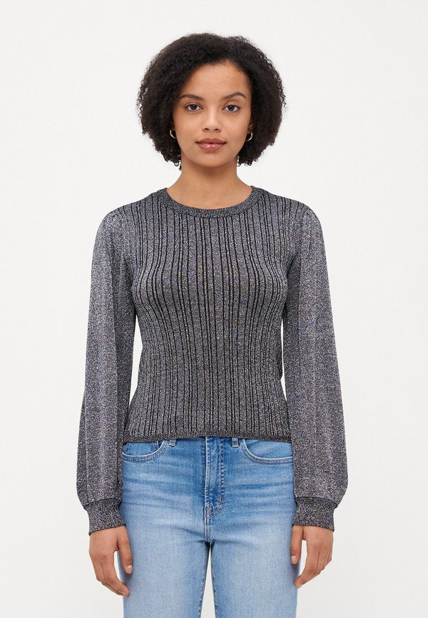 Vero Moda Petite VMTALIA O NECK - Jumper - black/silver-coloured