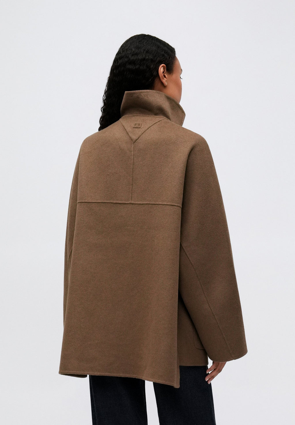 WOOL BLEND FUNNEL NECK OVERSIZED COAT Media 4