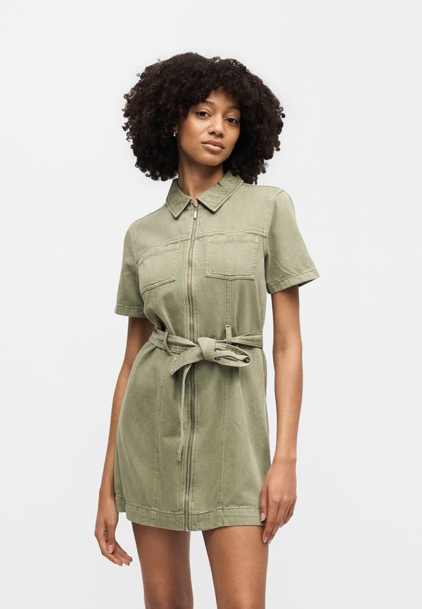 ONLY ONLSILLA BELT SHORT DRESS - Denim dress - oil green