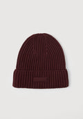Tommy Hilfiger RUBBERISED LOGO KNIT BEANIE WITH WOOL - Beanie - marzemino