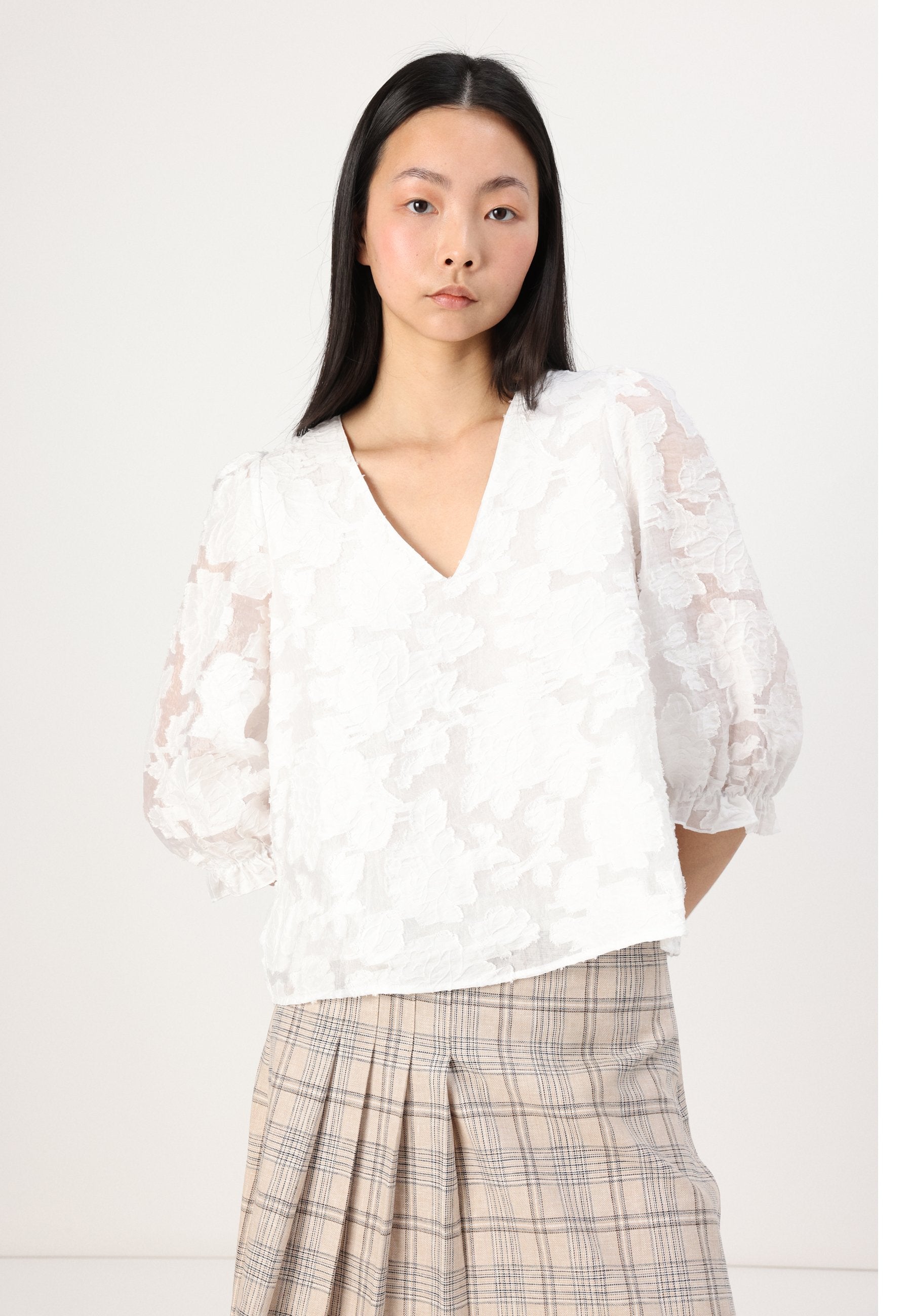 Selected Pleated Linen Blend Checked